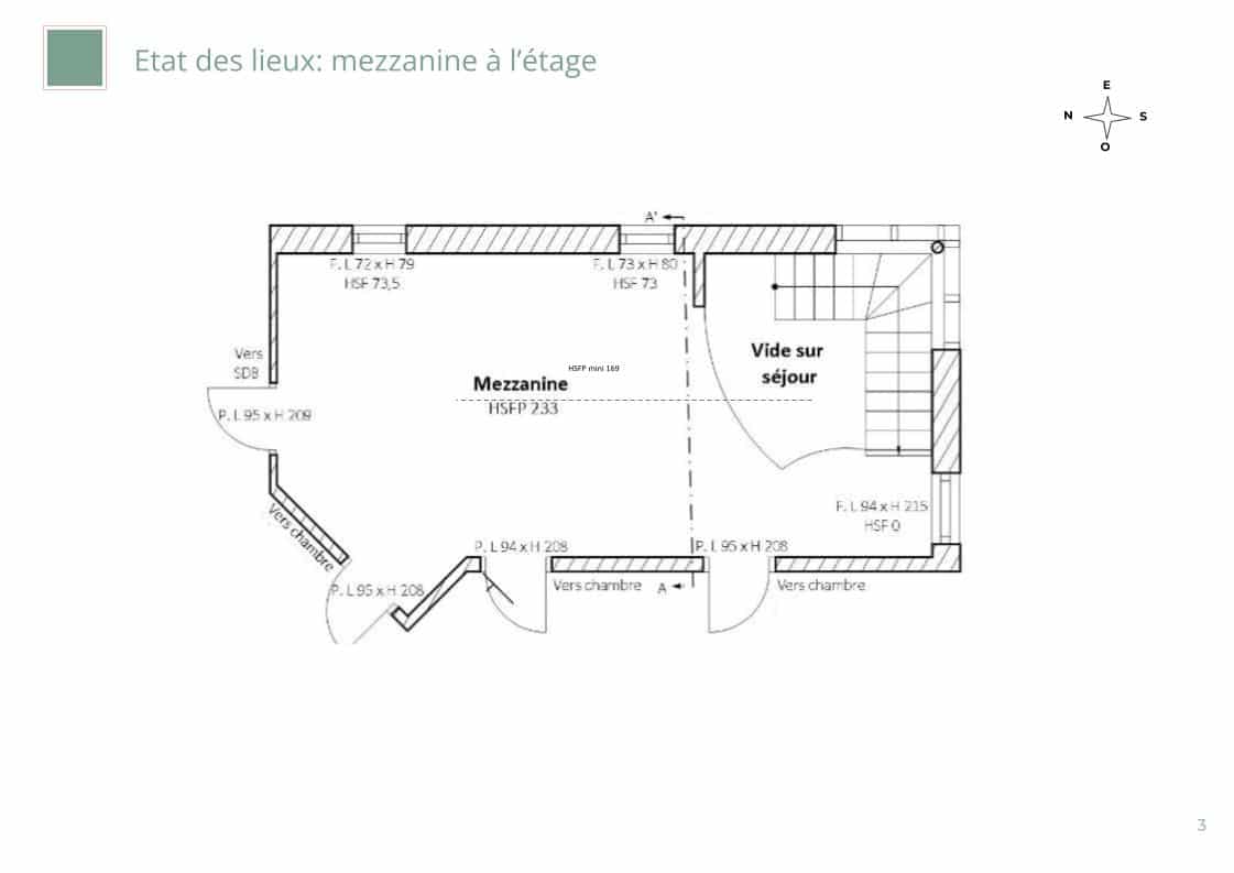 Plan d'etat des lieux mezzanine projet architecture intérieure Habay