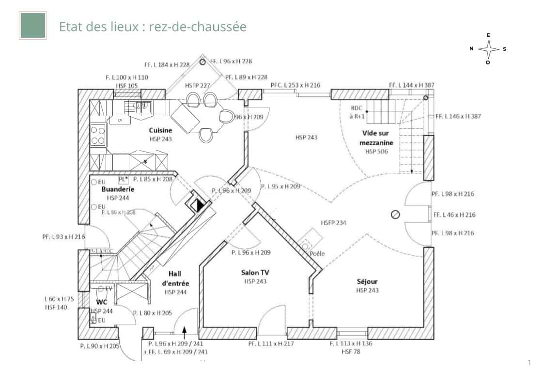 Plan d'état des lieux d'un projet d'architecture d'intérieur à Habay