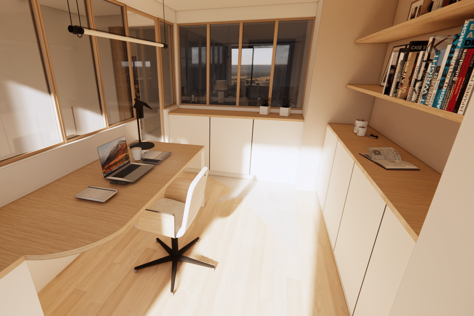 Aménagement d’un bureau dans une fermette rénovée près de Léglise – architecture d’intérieur